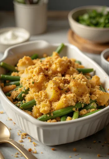 Веганская запеканка из стручковой фасоли с картофелем при подаче