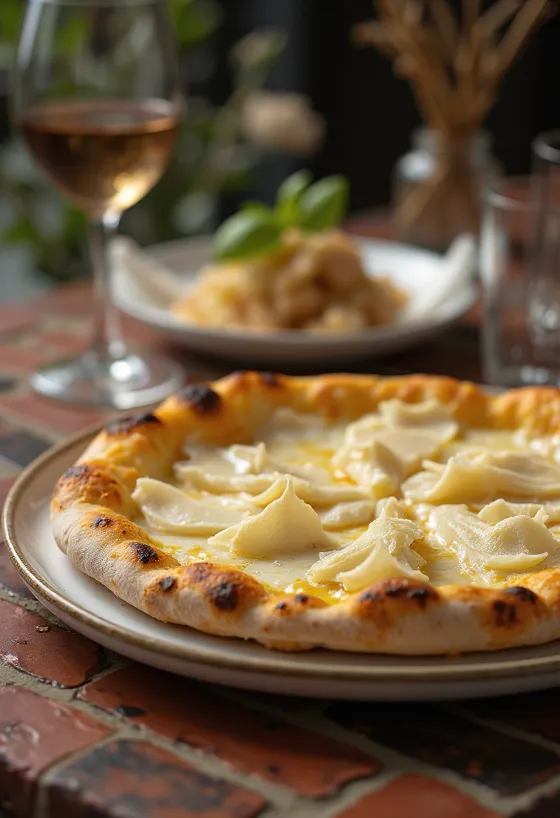 Pizza al Tartufo Bianco с белым трюфелем и сырами