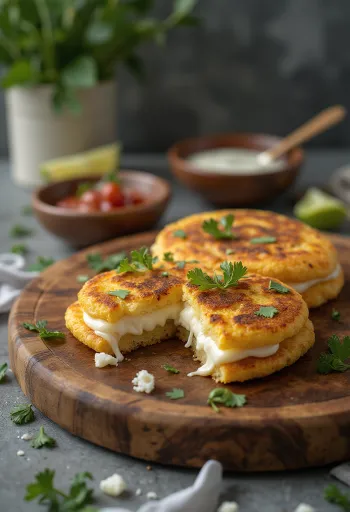 Венесуэльские и колумбийские арепы, наполненные сыром и курицей