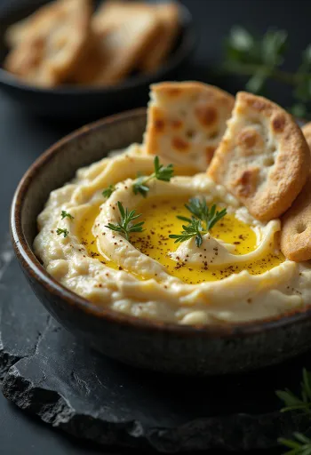 Баклажанная икра с питой и свежей петрушкой