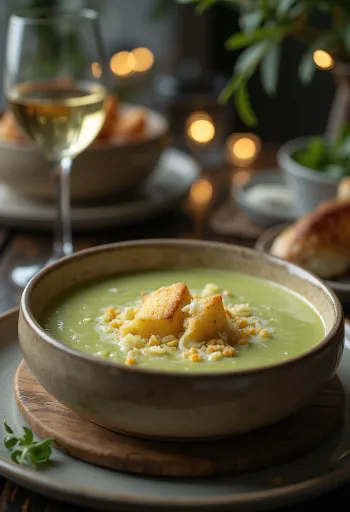 Сырный крем-суп с луком-пореем