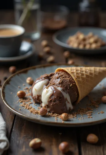 Шоколадный кулфи, поданный с фисташками и кусочками свежего шоколада