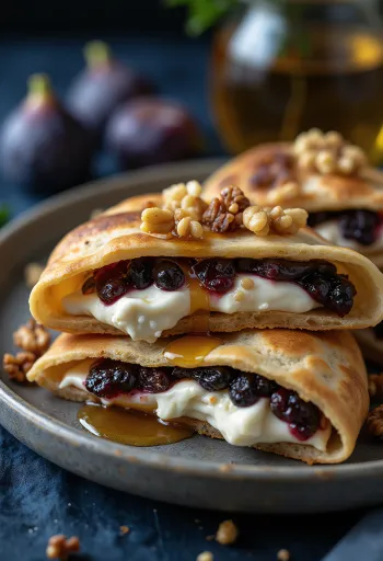 Пьядина с маскарпоне, орехами и инжирным джемом при подаче