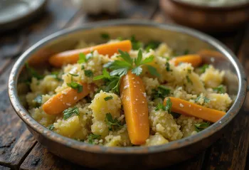Авиаль с морингой, поданный с овощами и кокосовым молоком