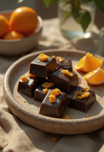 Апельсиновый шоколад, поданный на тарелке