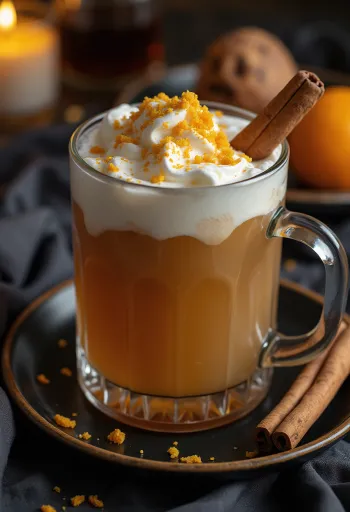 Ромово-коричный сидр в бокале со сливками