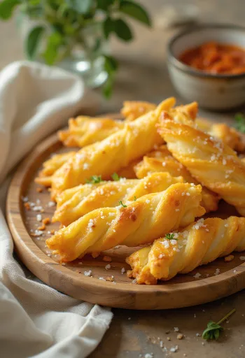 Хрустящие сырные палочки, свежеиспеченные, с золотистой сырной корочкой