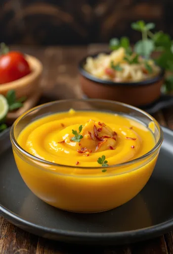 Соус из манго и лайма, поданный с жареной рыбой