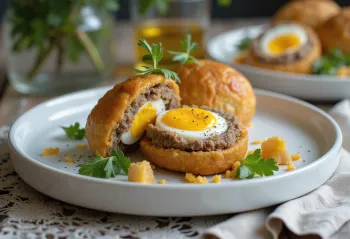 Целые и разрезанные яйца по-шотландски