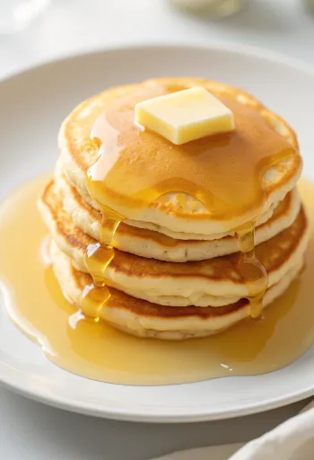 Панкейки с золотым сиропом (Golden Syrup) при подаче