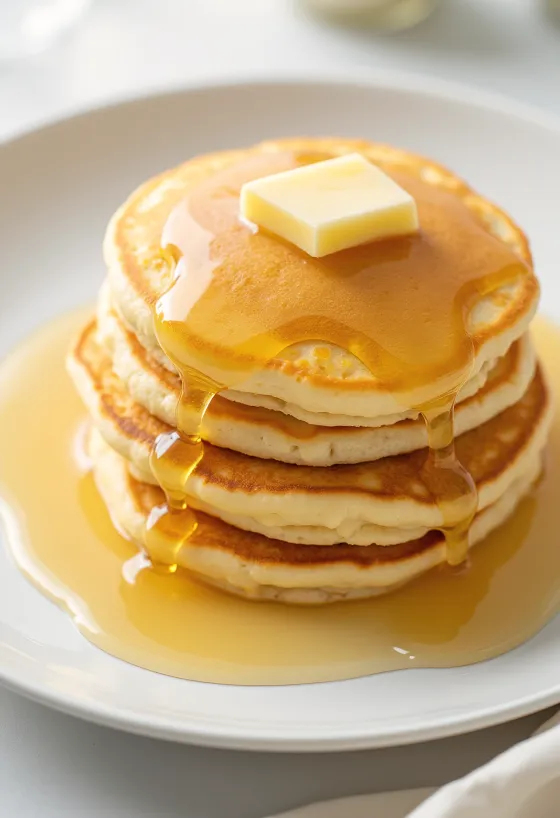 Панкейки с золотым сиропом (Golden Syrup) при подаче