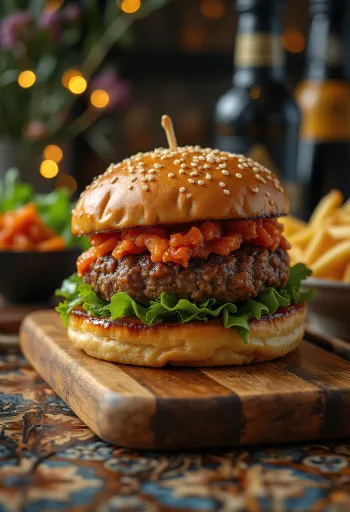 Корейский бургер с соусом кочуджан и кимчи