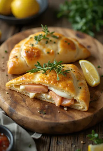 Свежеиспеченный кальцоне с форелью