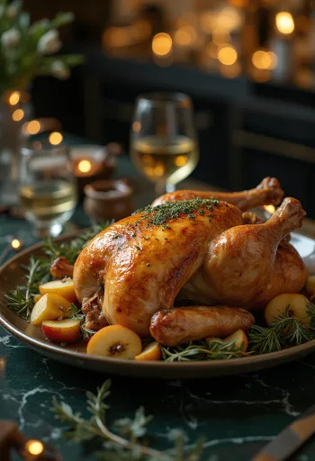 Запеченный гусь с начинкой из шалфея и печеными овощами