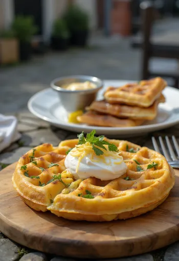 Вафли с зеленью при подаче