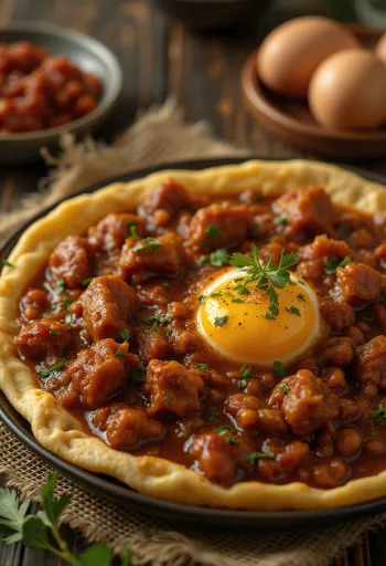 Доро Ват, поданный с вареным яйцом и лепешками инджера