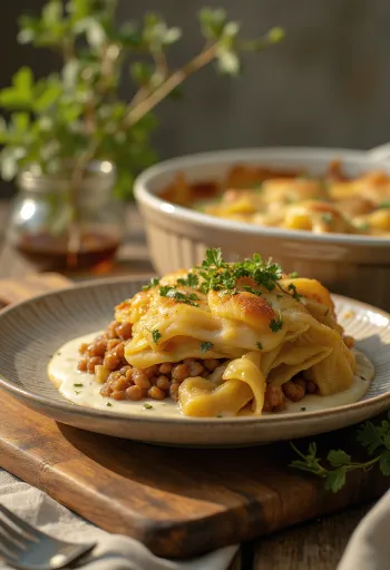 Пряная запеканка из чечевицы и савойской капусты