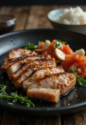 Самгёпсаль, корейская свиная грудинка при подаче