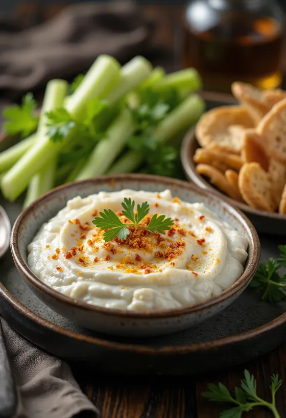 Тирокафтери с фетой и сливочным сыром, богатый крем из сыра фета, поданный с питой и овощами