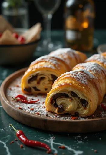 Подача ломтиков огненного штолена с чили