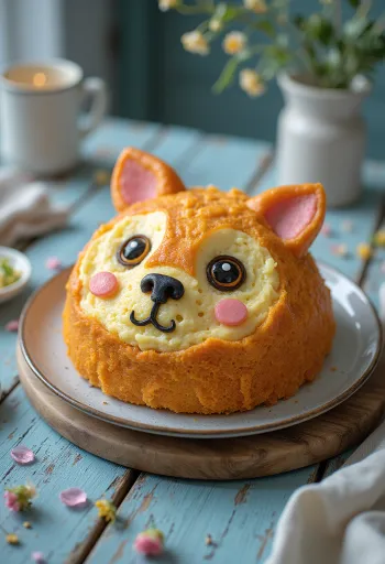 Торт в форме животного с покрытием из мастики и украшением из шоколадной стружки