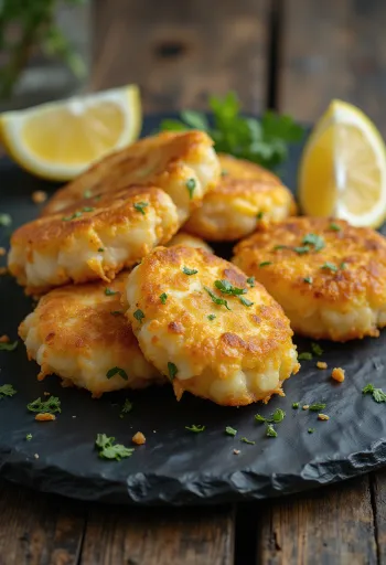 Болиньо де бакаляу без глютена, золотисто-коричневые шарики из трески при подаче