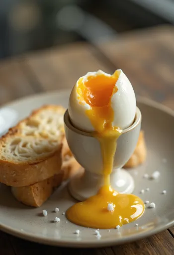 Яйцо всмятку, свежесваренное, поданное к завтраку.