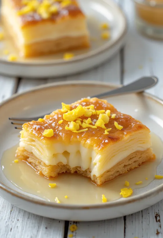 Галактобуреко с цельнозерновой мукой, творогом и лимоном, свежеиспеченный