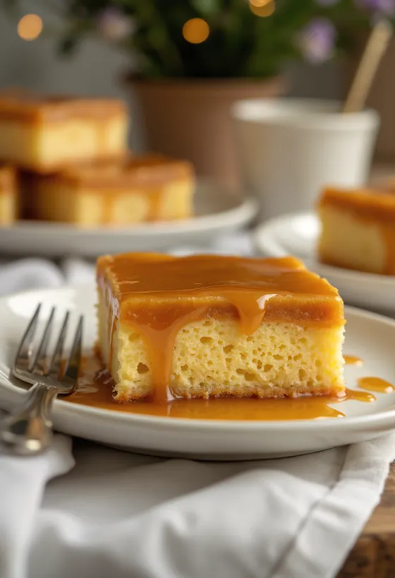 Порция карамельного пирожного