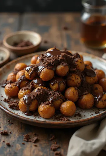 Чак-чак с шоколадом, хрустящие кусочки теста в шоколадной глазури