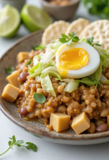 Гадо-гадо с рисовыми крекерами, свежими овощами, тофу и арахисом