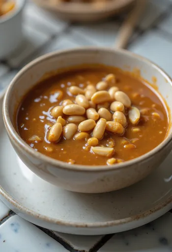 Арахисовый соус Сатай, поданный с шашлычками на гриле