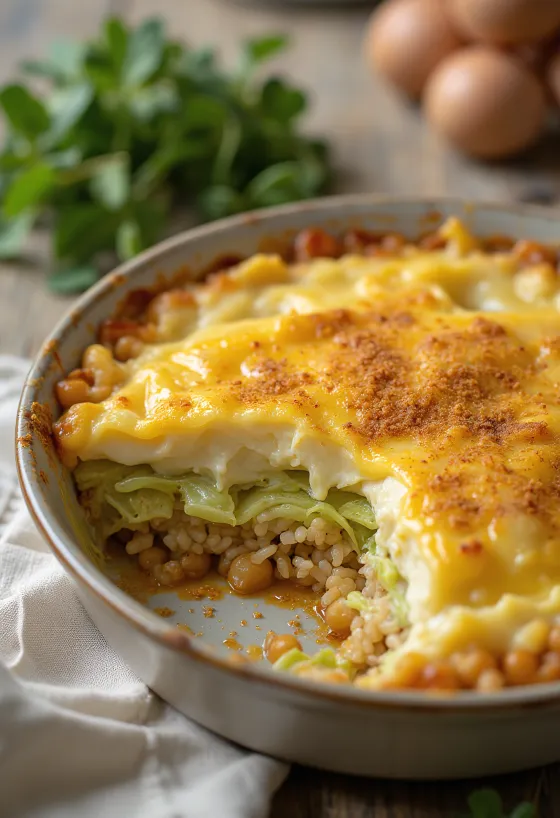 Веганская запеканка из савойской капусты в форме