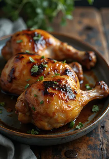 Голени индейки на гриле, поданные со свежими травами и запеченными овощами.