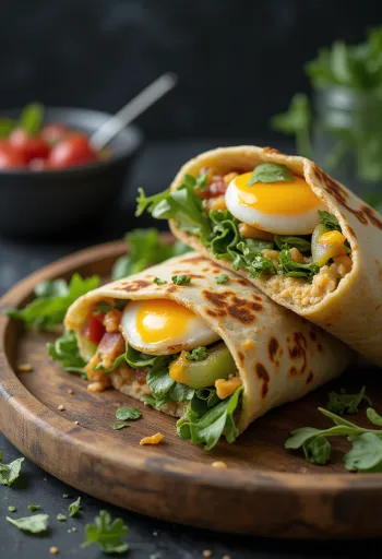 Ролл с баклажанами на гриле со свежими овощами и хумусом