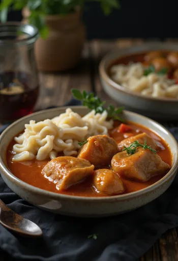 Свиной перкельт с галушками при подаче