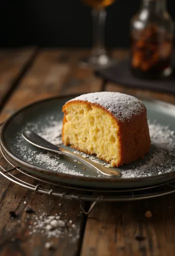 Торт с коричневым маслом, поданный ломтиками