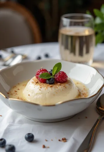 Панна-котта с бобами тонка при подаче