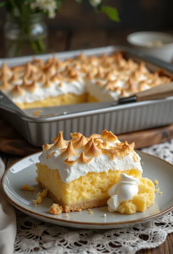 Кокосовое пирожное с безе при подаче