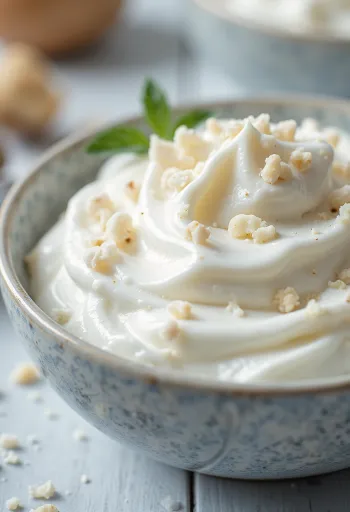 Мятно-сливочный йогуртовый соус в белой миске