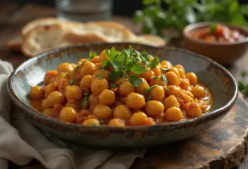 Гугни с масалой, пряным нутом, кинзой и лимоном