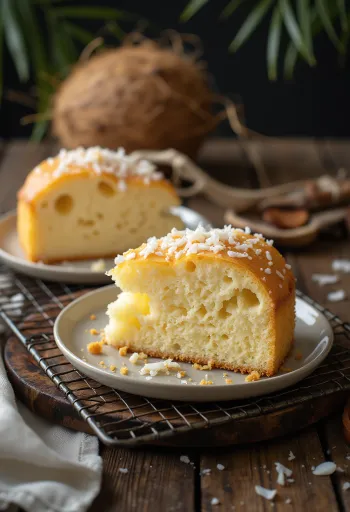 Кокосовый бисквит при подаче