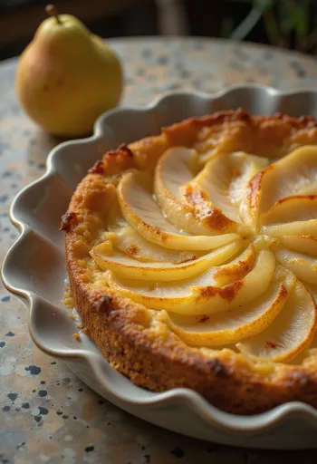 Грушевый пирог при подаче