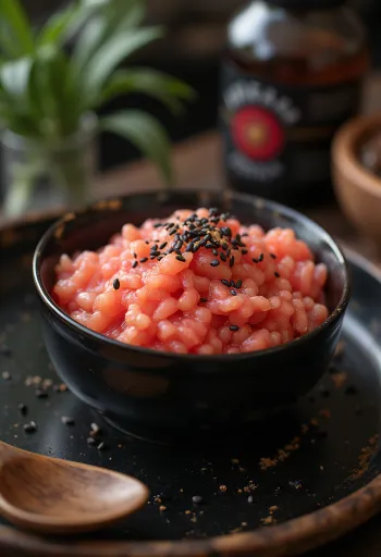 Сэкихан с сахаром, поданный с черным кунжутом