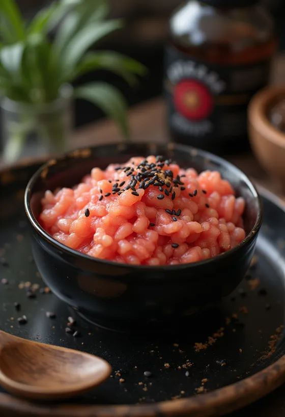 Сэкихан с сахаром, поданный с черным кунжутом