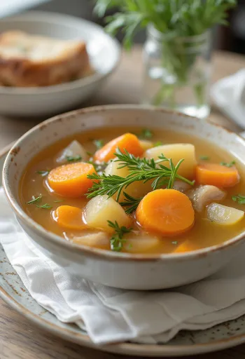 Шурпа с морковью, богатый, питательный суп с куриным мясом и свежими овощами