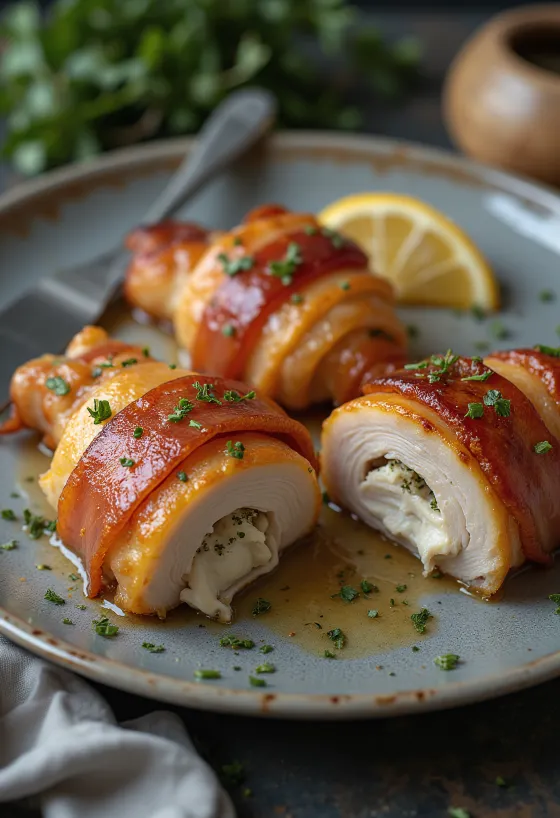 Запеченная куриная грудка, завернутая в бекон