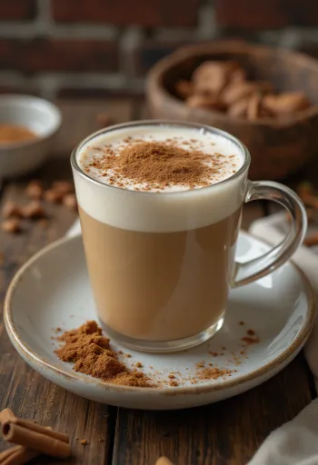 Пряный чай с корицей и пенкой в чашке