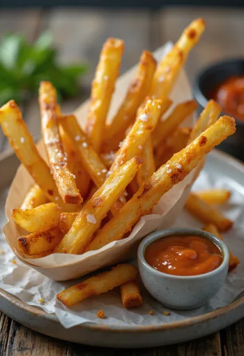 Запеченные палочки из сельдерея золотистого цвета, посыпанные свежей петрушкой.