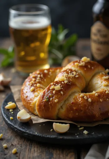 Свежеиспеченный чесночный крендель